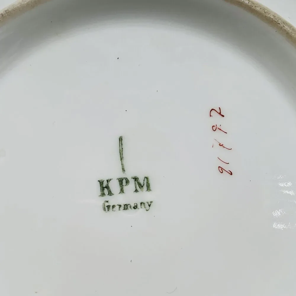 ANTIQUE KPM GERMANY Porcelain Teapot Stand Trivet Ladies 6.75 in